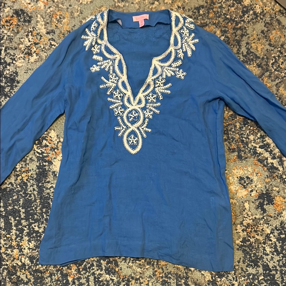 Lilly Pulitzer Blue Embroidered Women's Top